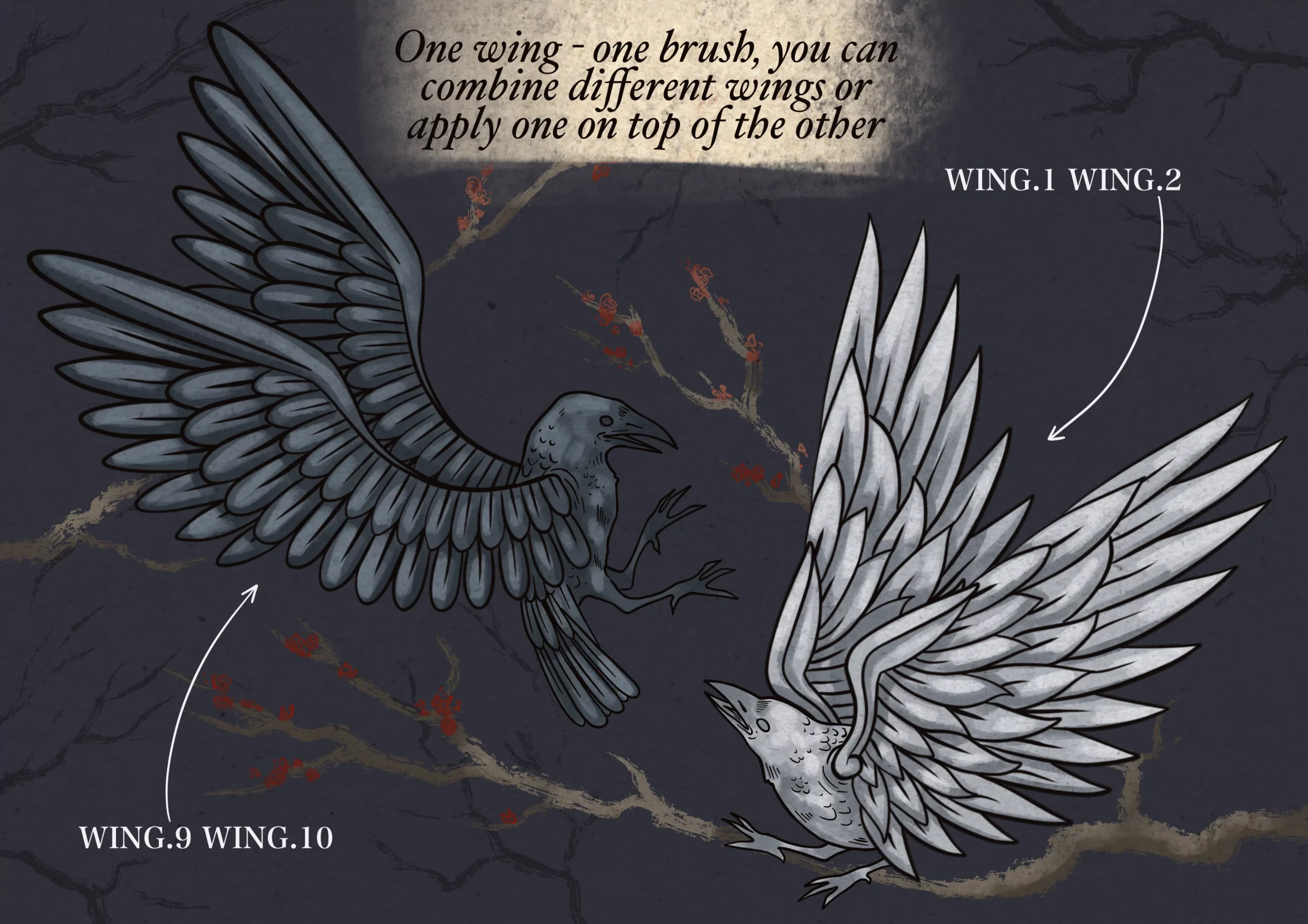 Wings Tattoo Brush Pack Vol 2 4 wings tattoo brush pack vol 23