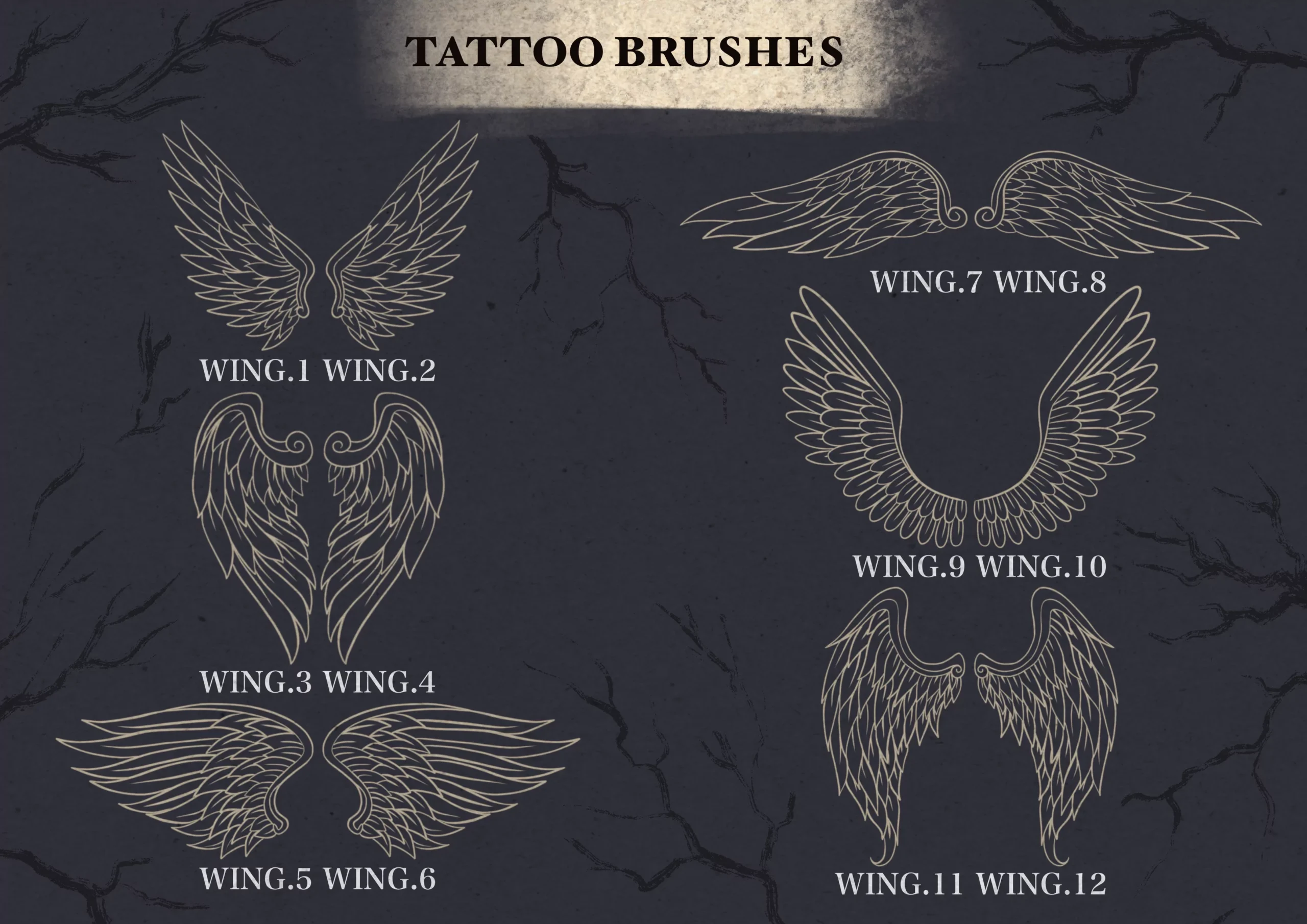 Wings Tattoo Brush Pack Vol 2 5 wings tattoo brush pack vol 24