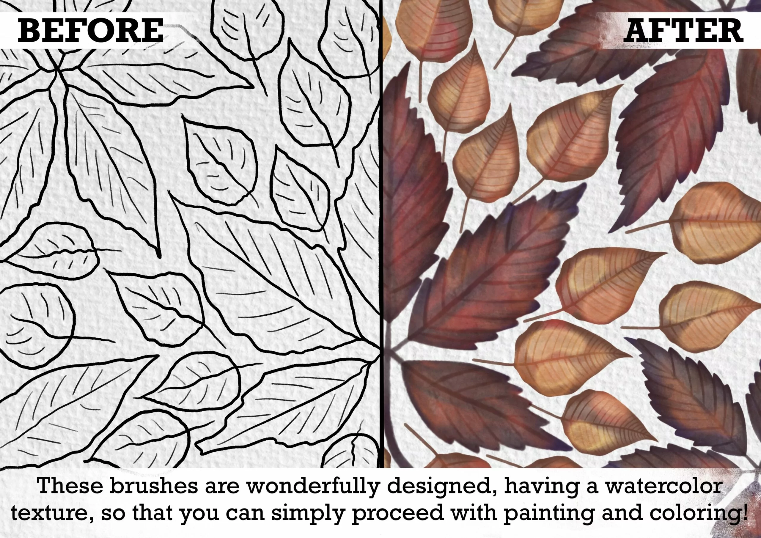 Watercolor Autumn Leaves Brush Pack 6 watercolor autumn leaves brush pack5
