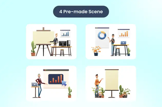3D Businessman doing Presentation 4 3d businessman doing presentation3