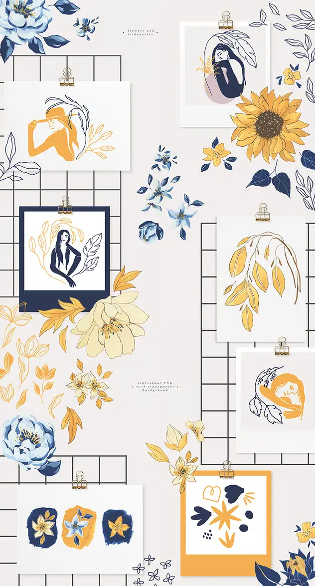 Arles Textured Flowers Vector Illustrations Woman 6 arles textured flowers vector illustrations woman5
