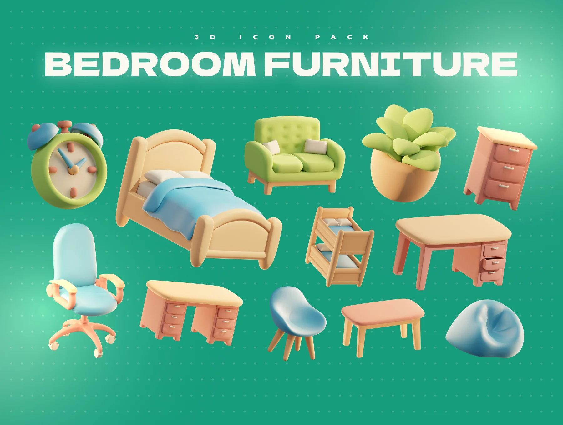 Bedroom Furniture 3D Icon Pack 3 bedroom furniture 3d icon pack2