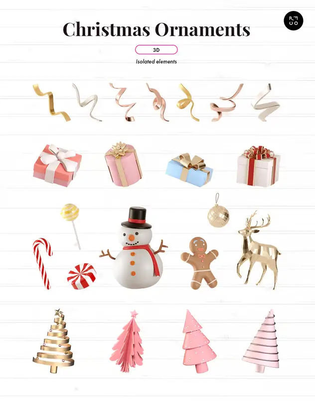 Christmas Ornament 3D Illustration Pack 3 christmas ornament 3d illustration pack2