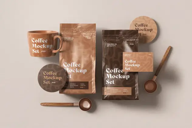 Coffee Packaging and Branding Mockup Set 5 coffee packaging and branding mockup set4