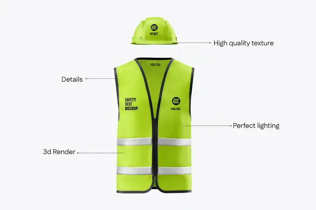 Construction Helmet with Safety Vest Mockup 5 construction helmet with safety vest mockup12