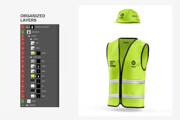 Construction Helmet with Safety Vest Mockup 9 construction helmet with safety vest mockup2