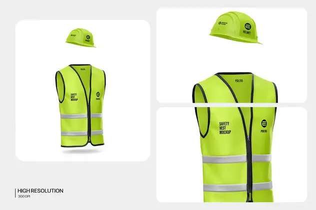 Construction Helmet with Safety Vest Mockup 11 construction helmet with safety vest mockup4