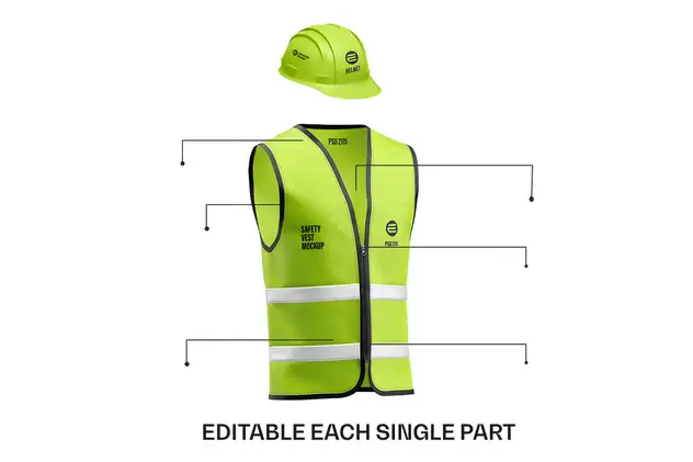 Construction Helmet with Safety Vest Mockup 13 construction helmet with safety vest mockup6