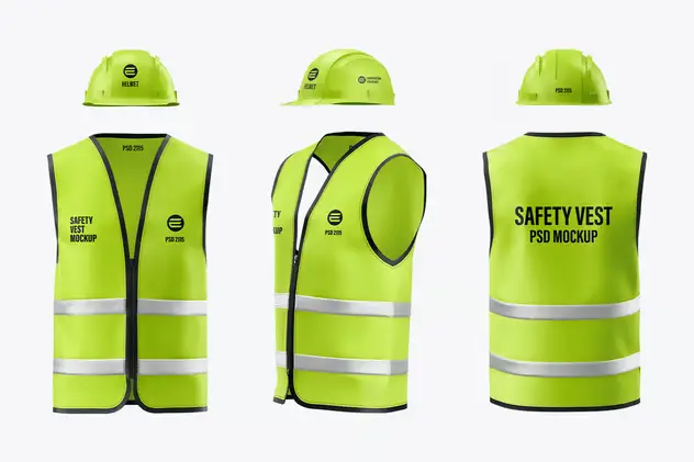 Construction Helmet with Safety Vest Mockup 15 construction helmet with safety vest mockup8