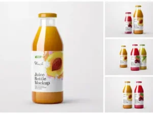 cover image 1000 ml glossy juice bottle mockup set