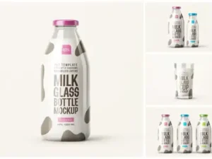 cover image 1000 ml glossy milk bottle mockup set