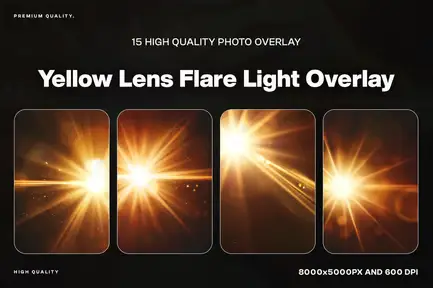 Adobe Photoshop Background Photo Overlay Bundle - 28 Overlays 3 cover image 15 yellow lens flare light overlay