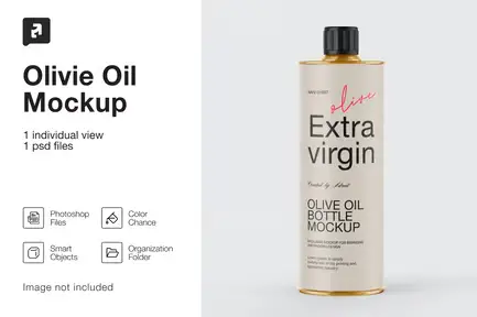 1L Olive Oil Metal Bottle Mockup