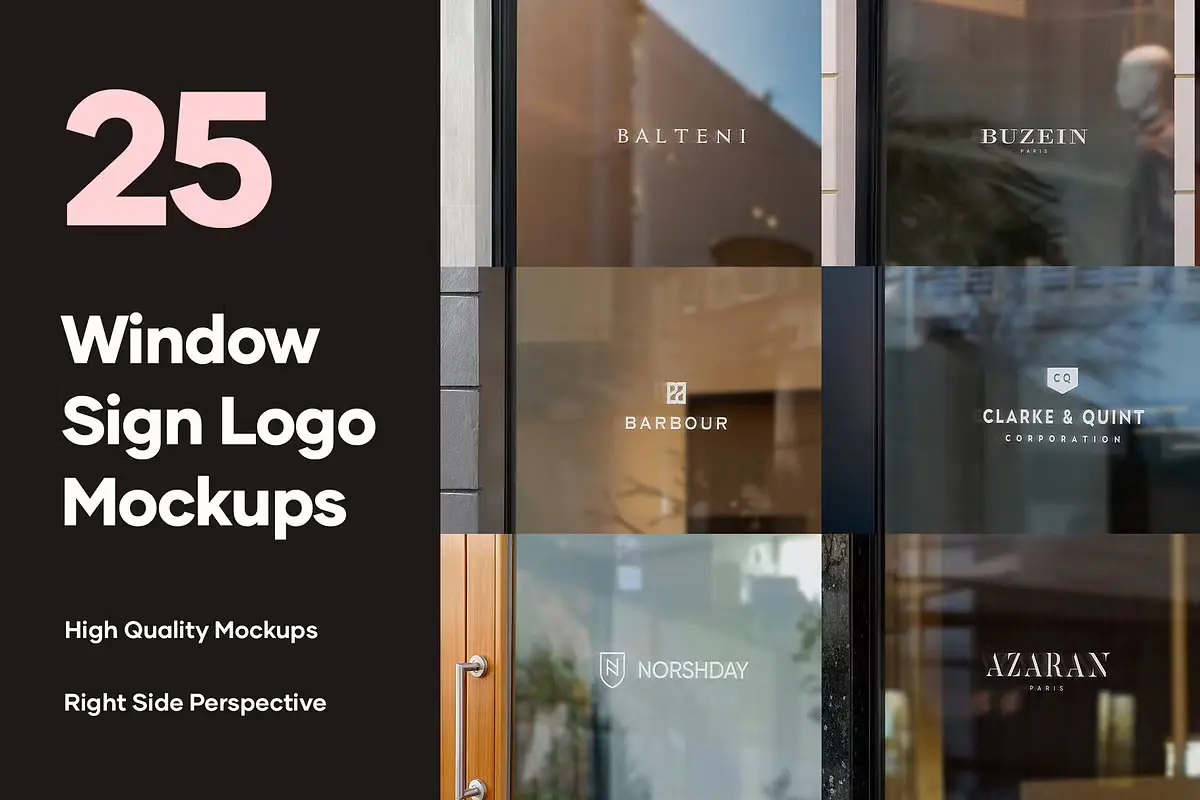 25 Window Signs Logo Mockups - V2