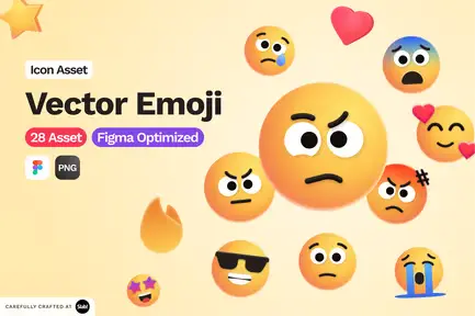 28 Set 3D Vector Emoji - Icon Asset