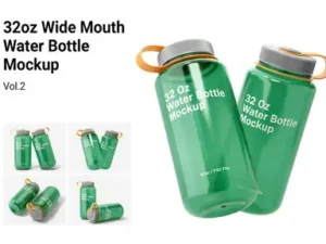 cover image 32oz wide mouth water bottle mockup vol2