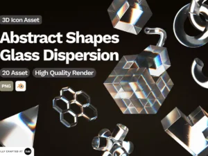 cover image 3d abstract shapes glass dispersion
