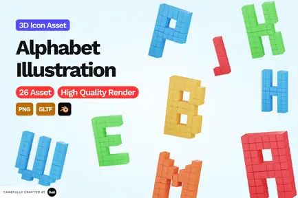 3D Alphabet Illustration