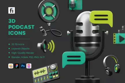 3D Audio Show Icons