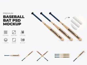 cover image 3d baseball bat mockup