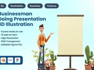 cover image 3d businessman doing presentation