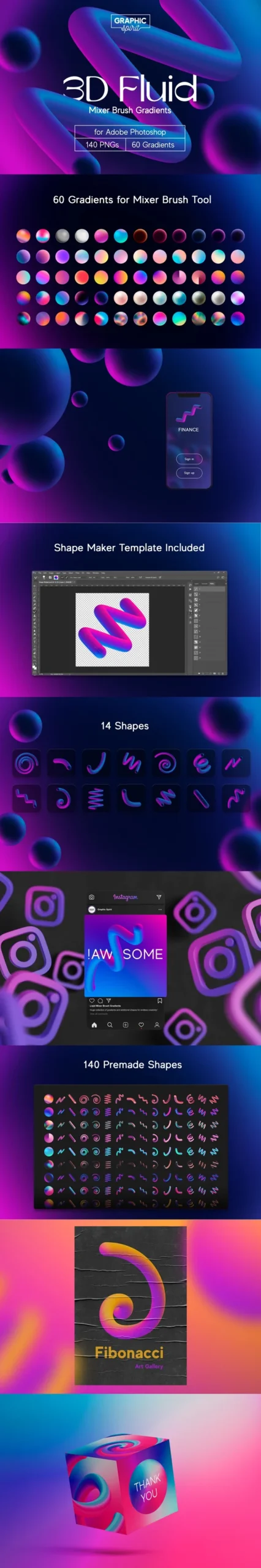 3D Fluid Mixer Brush Gradients for Adobe Photoshop