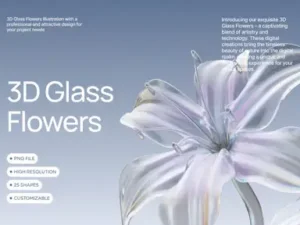 cover image 3d glass flower elements