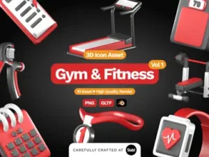 cover image 3d gym and fitness icon vol 1