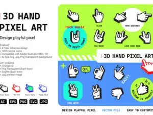 cover image 3d hand pixel art icon sticker