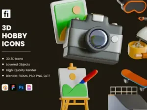 cover image 3d hobby icon set