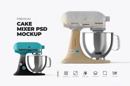 3D Immersive Electric Cake Mixer Mockup