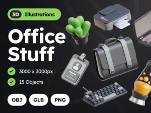 cover image 3d office stuff illustrations