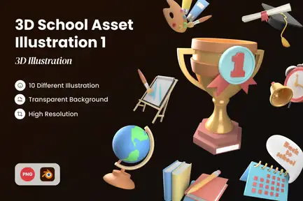 3D School Asset Illustration 1