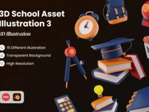 cover image 3d school asset illustration 3