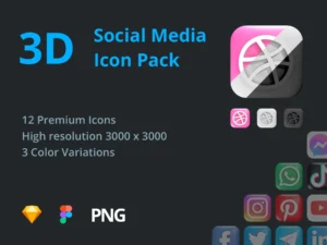 cover image 3d social media icon pack