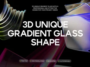 cover image 3d unique gradient glass shapes