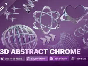cover image abstract chrome 3d illustration pack v2