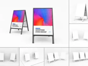 cover image advertising stand banner mockup set