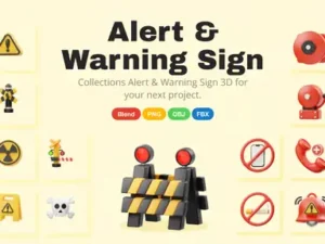 cover image alert and warning sign 3d icon