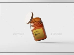 cover image amber glass square jar mockup