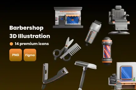 Barbershop 3D Illustration