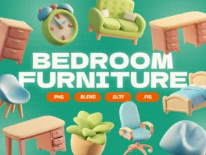 cover image bedroom furniture 3d icon pack