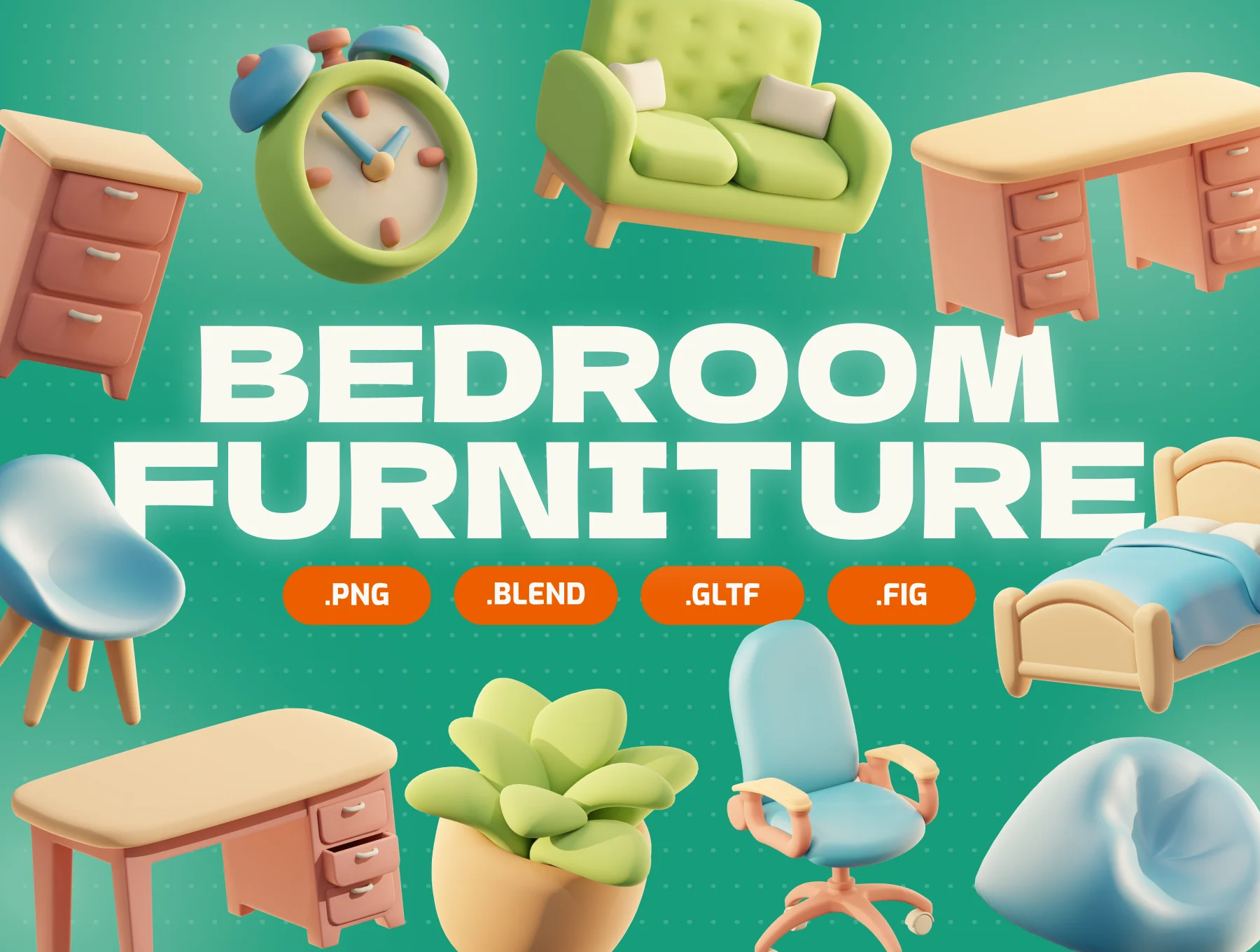 Bedroom Furniture 3D Icon Pack 1 cover image bedroom furniture 3d icon pack