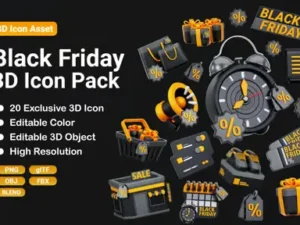 cover image black friday 3d icon set