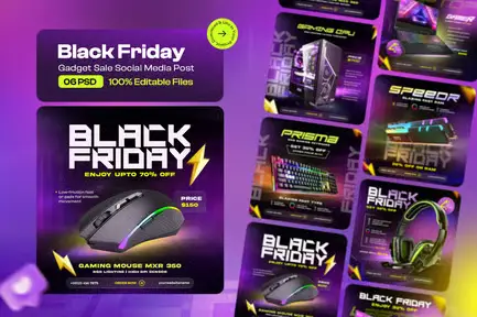 Black Friday Sale Social Media Post Design Set
