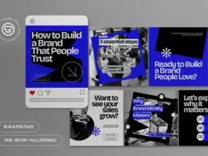 cover image blue abstract shape business instagram carousel