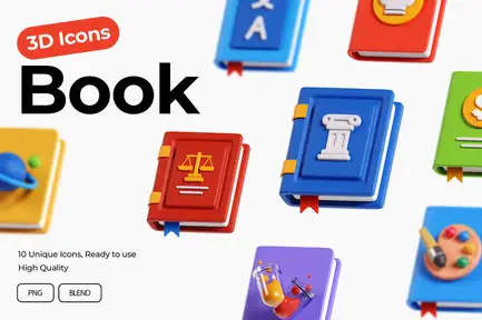 Book 3D Icons