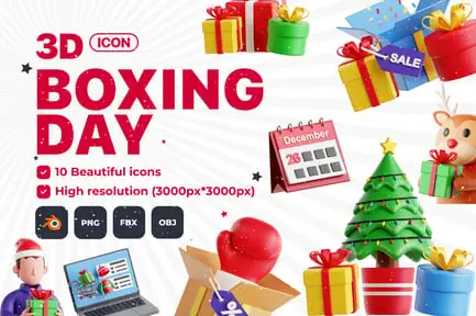 Boxing Day V.1 - 3D Icon Set