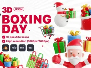 cover image boxing day v2 3d icon set