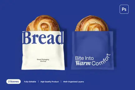 Bread Paper Bag Mockup